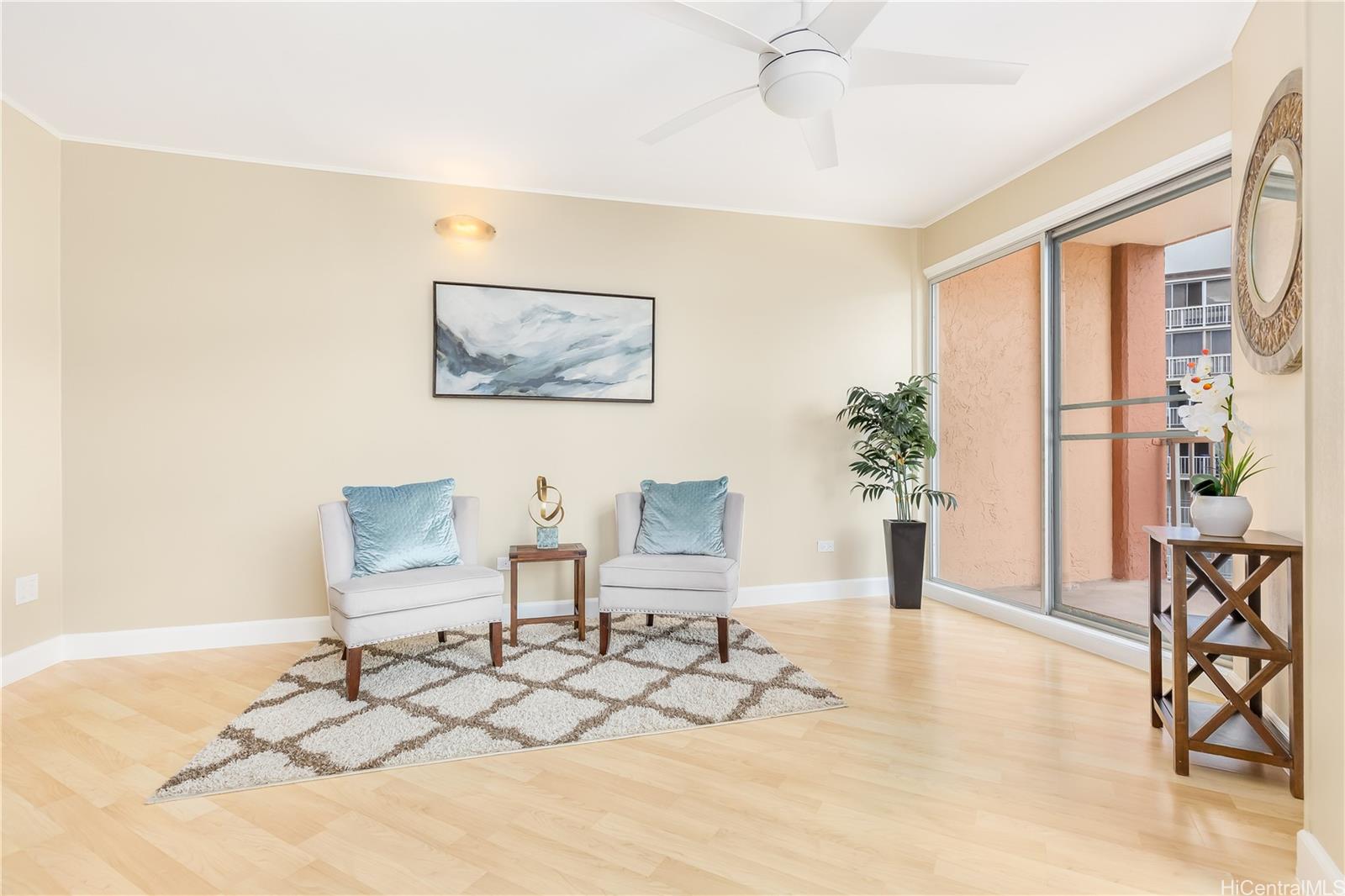 a view of a livingroom with furniture and furniture