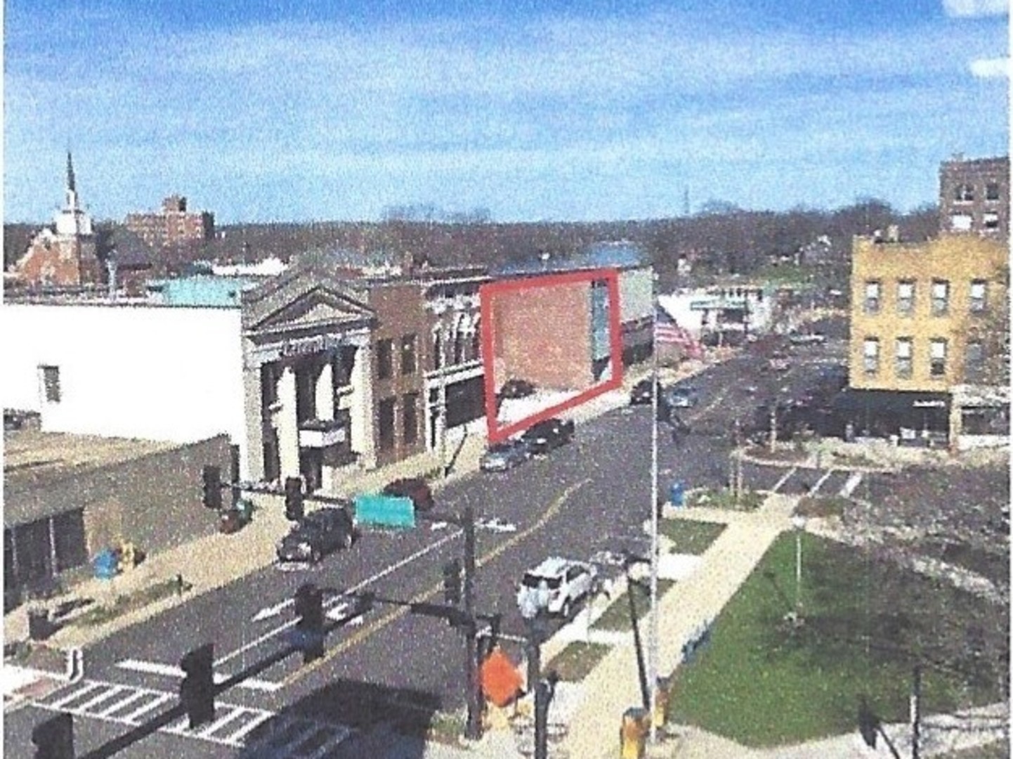 a view of a city with tall buildings