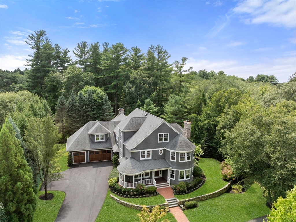 an aerial view of a house