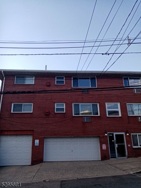 a building with black door