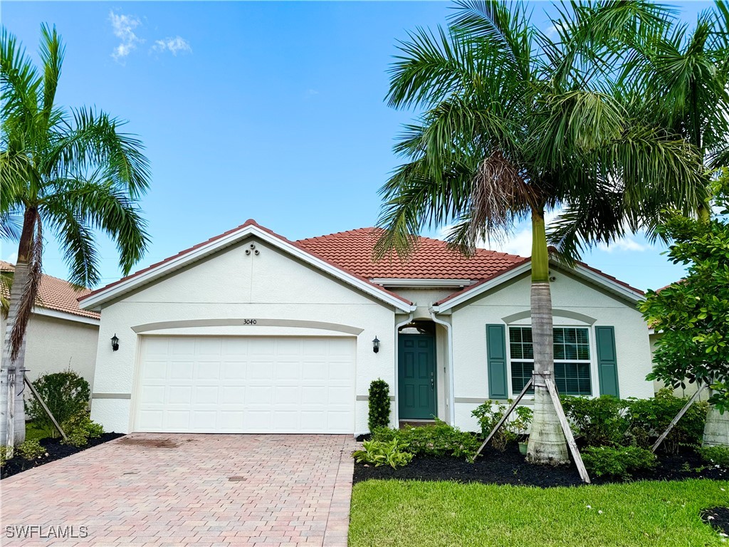 a front view of a house with a garden and plants