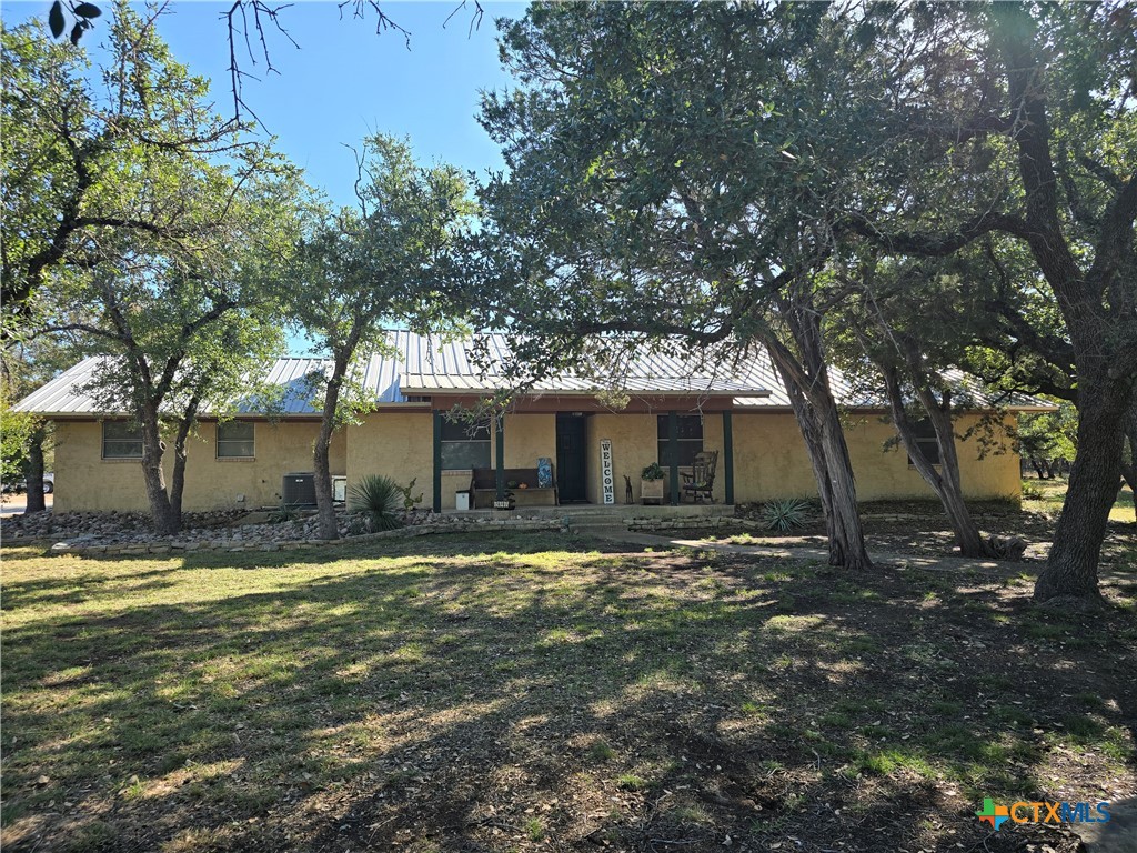 a view of a yard with a tree