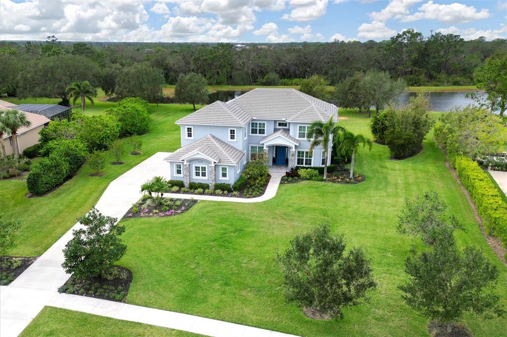 an aerial view of a house