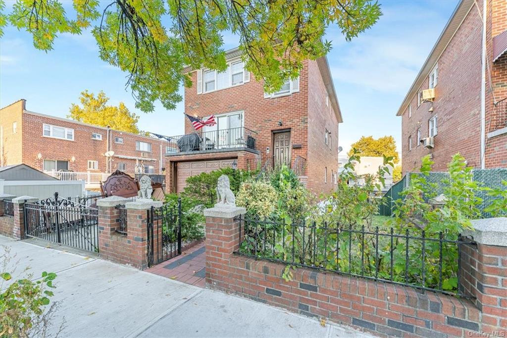 View of front of home with a garage