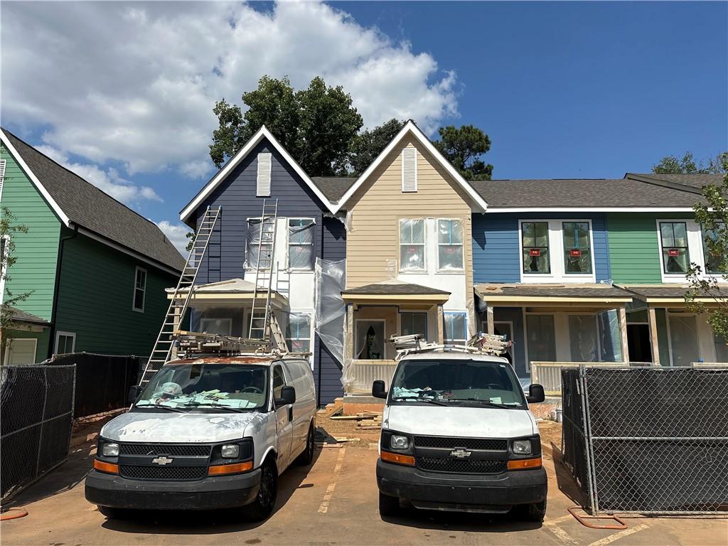 a car parked in front of a house