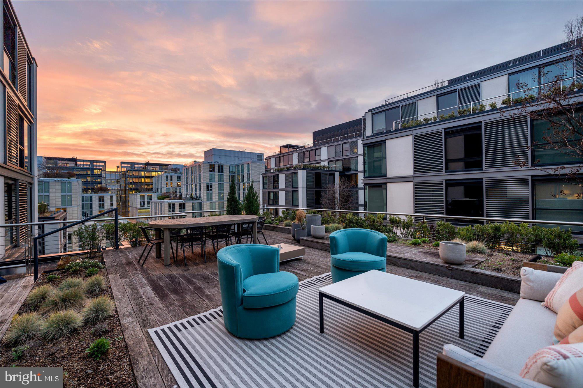 a view of a patio with couches chairs and a potted plant