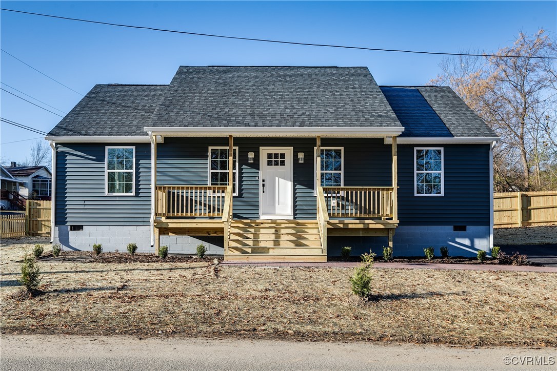 a front view of a house with a couch