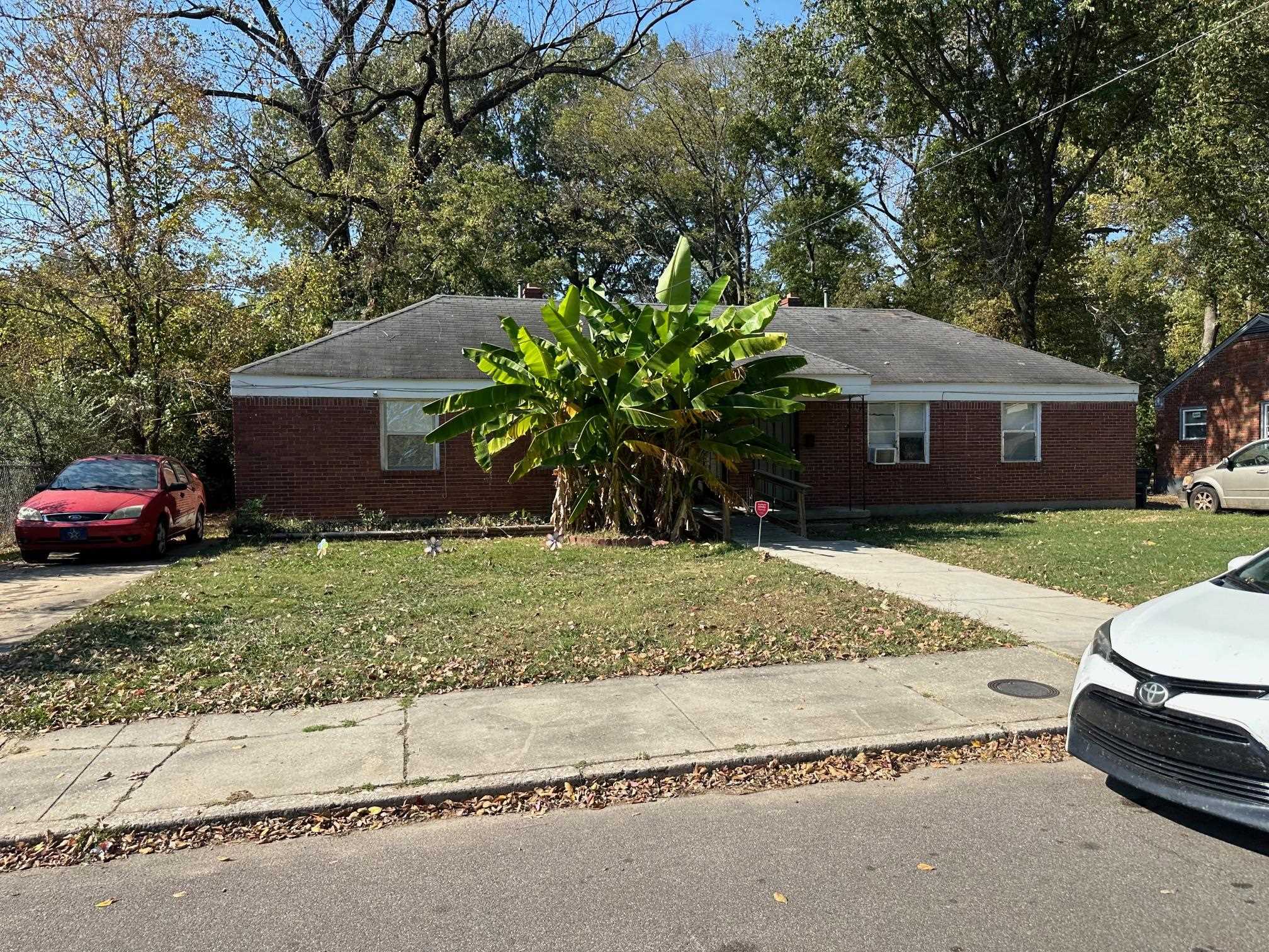 Ranch-style home featuring a front lawn