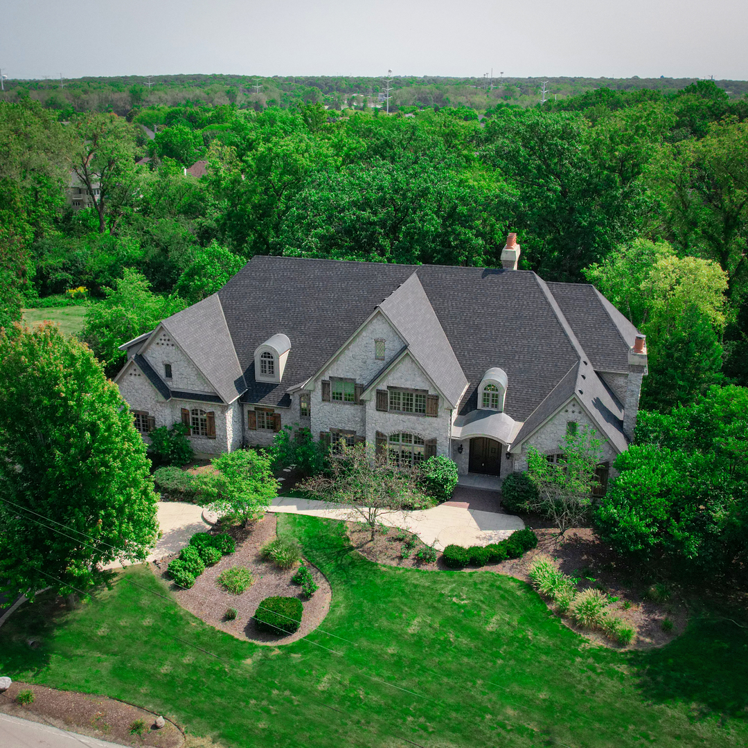 an aerial view of a house