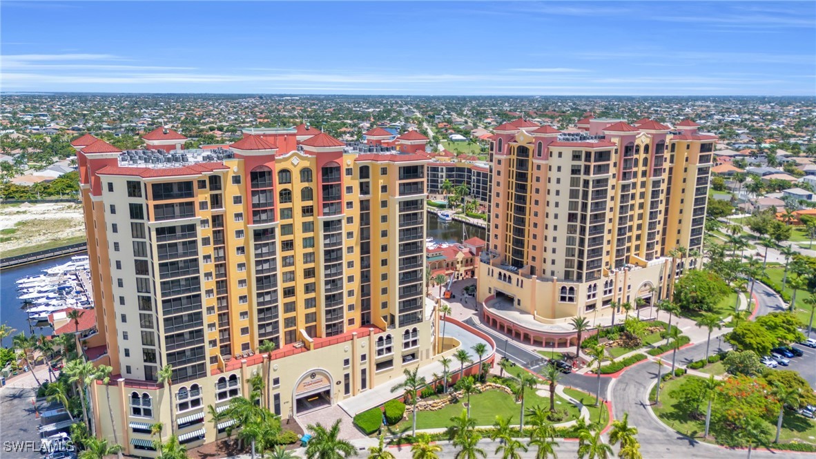 a view of a city with tall buildings