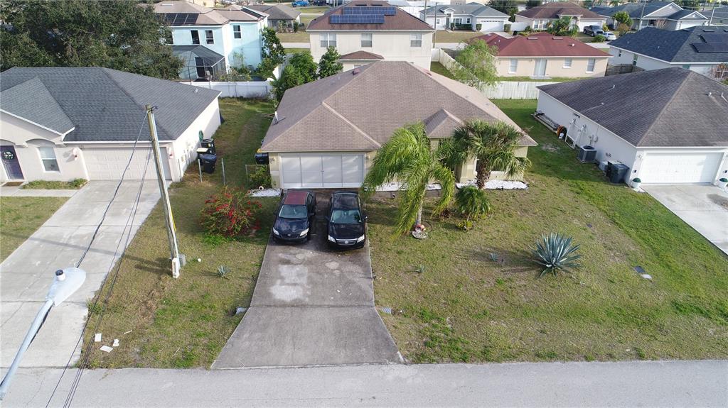 an aerial view of a house