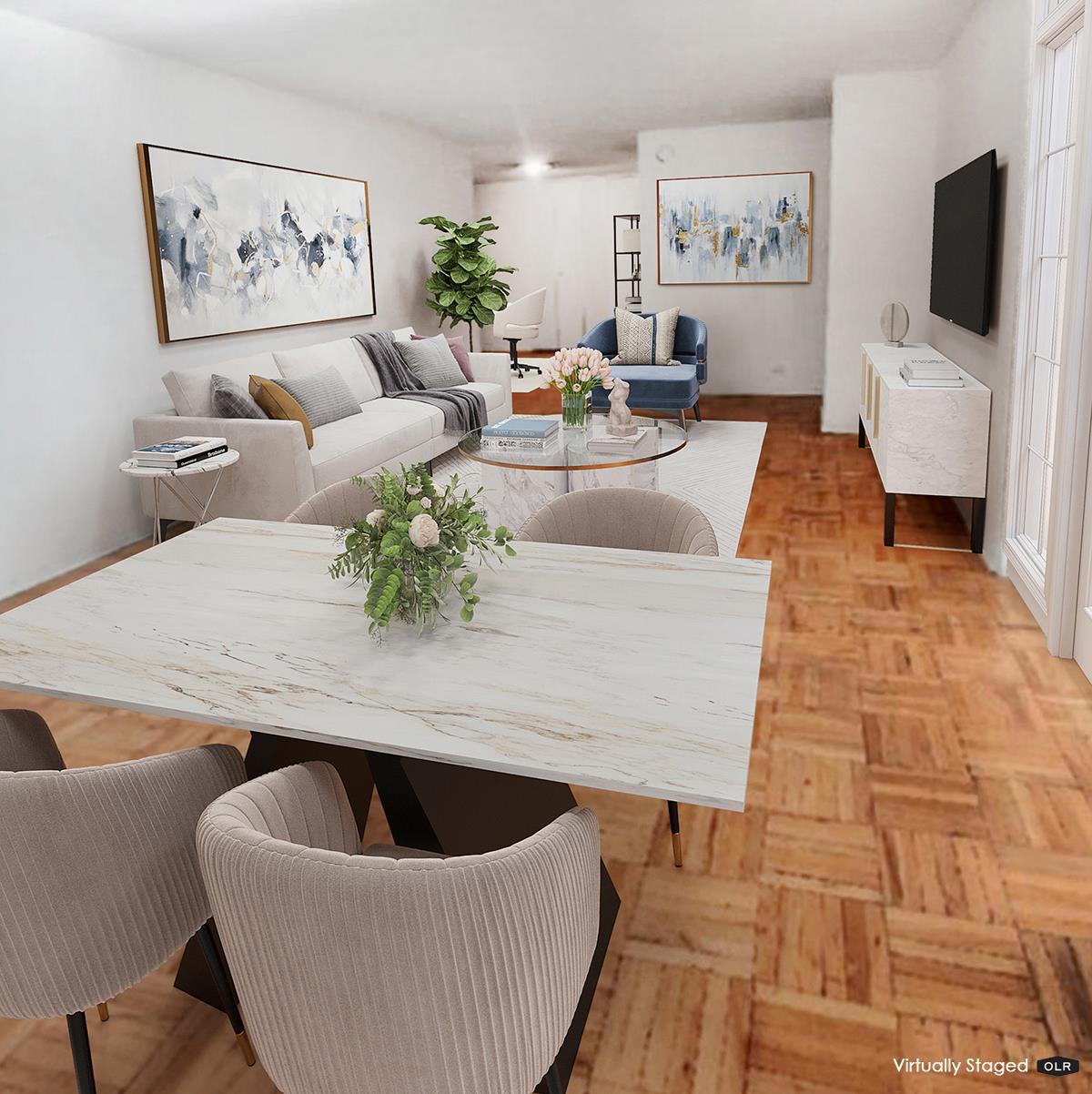 a living room with furniture and a flat screen tv