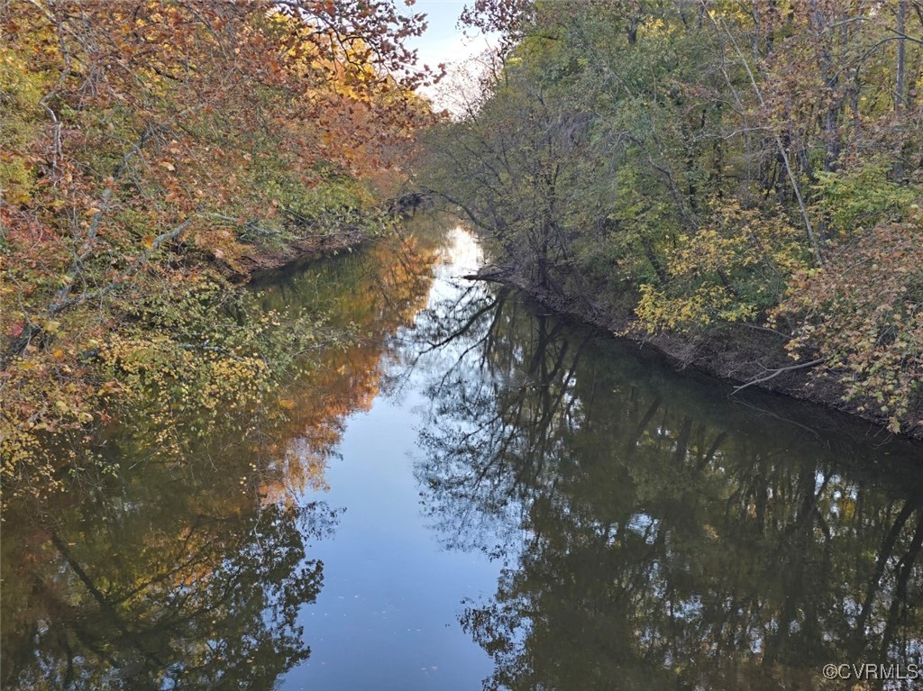 a view of a lake from a yard