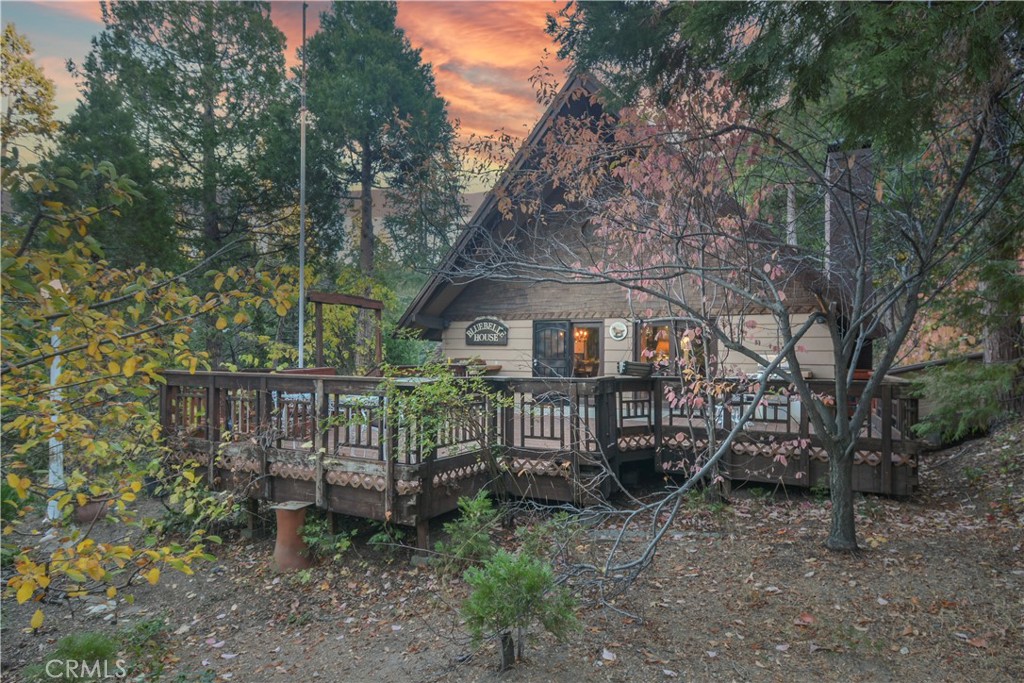 a view of house with a yard and a large tree