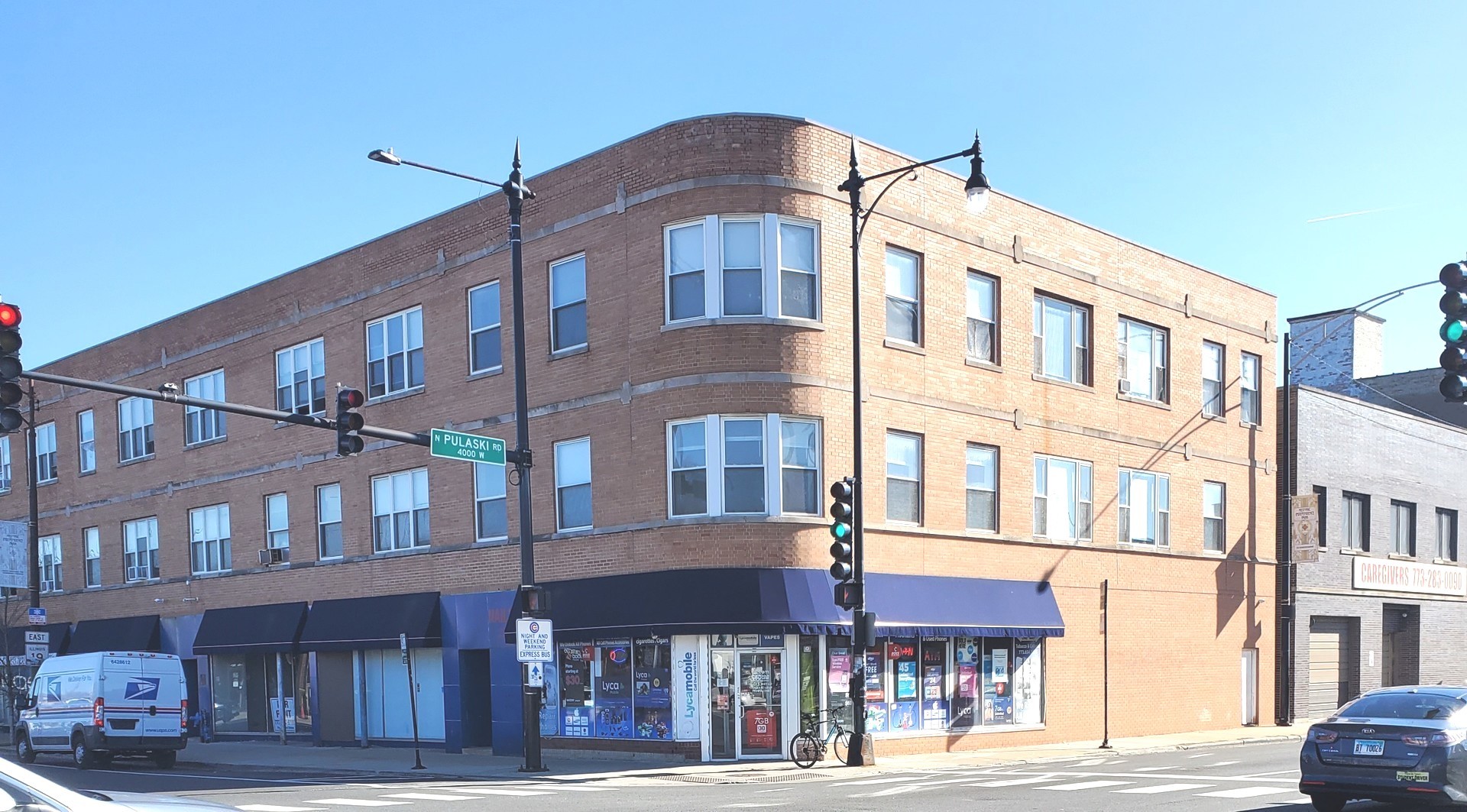 a front view of a building