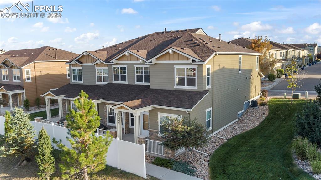 an aerial view of a house