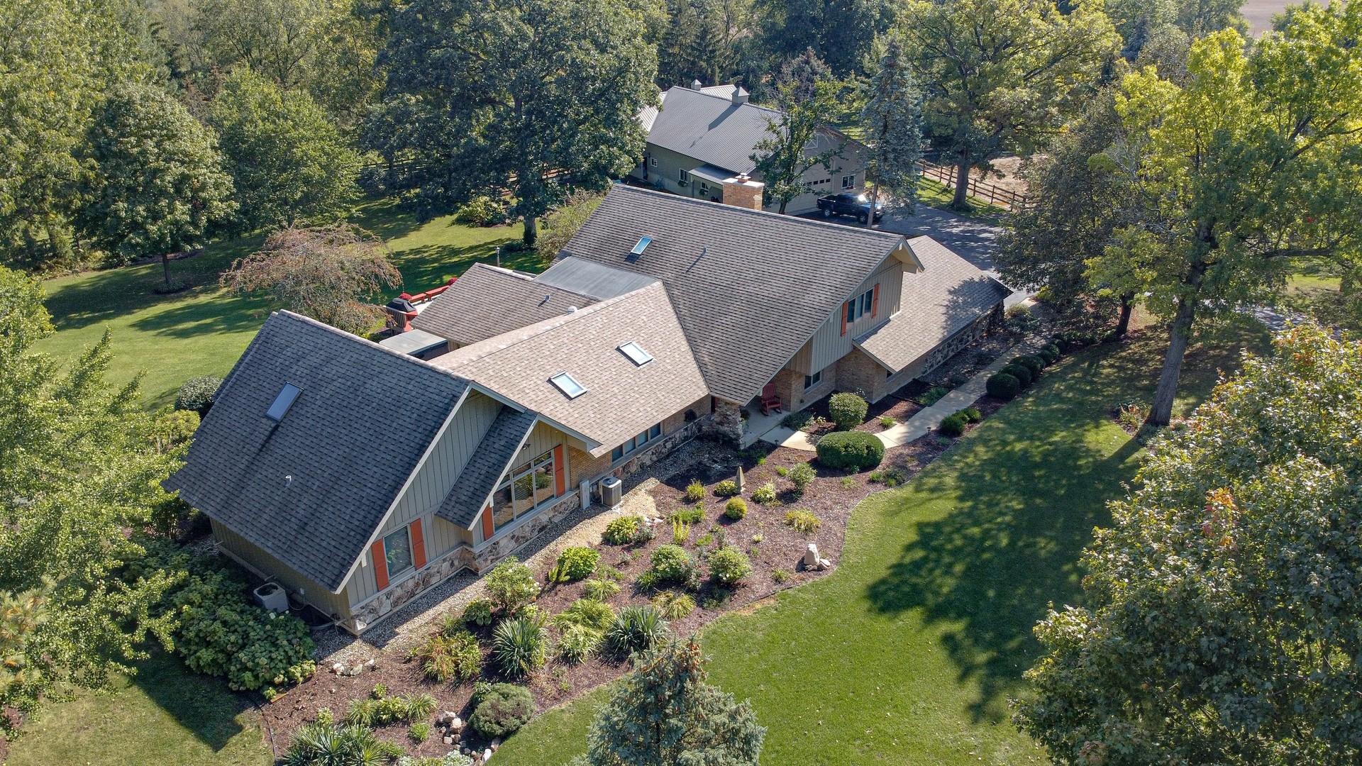 an aerial view of a house