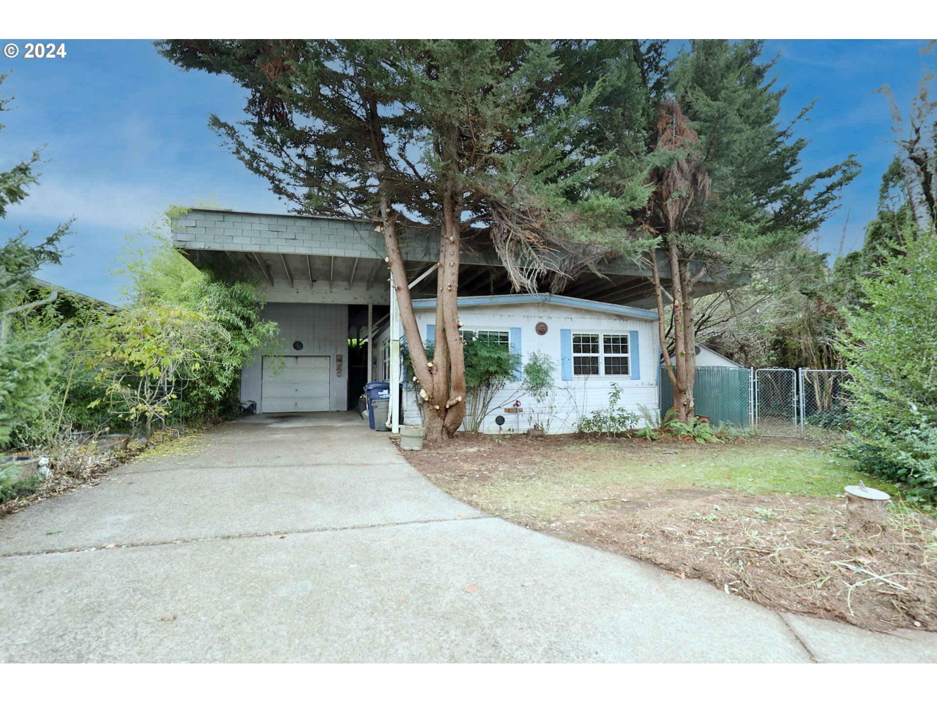 front view of a house with a trees