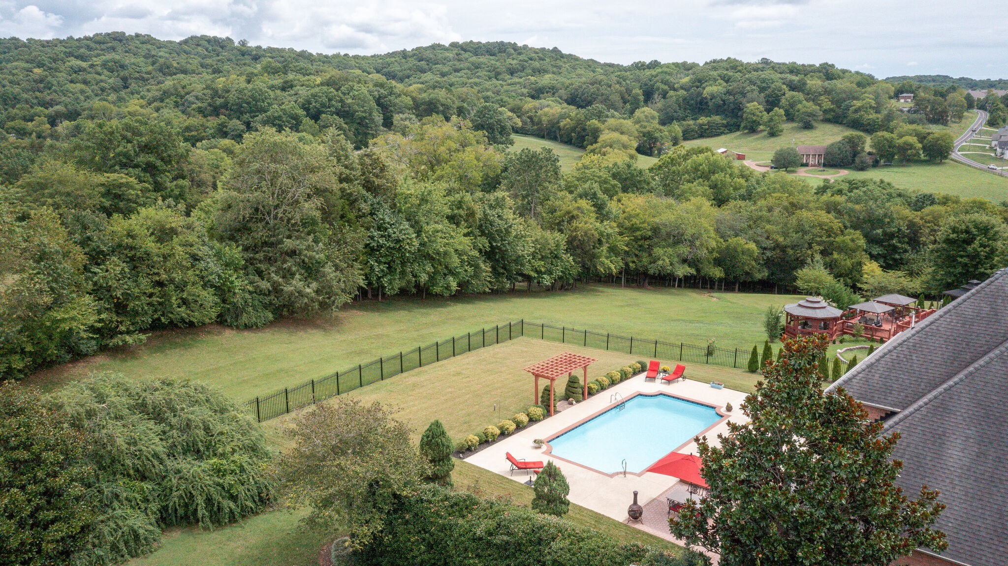 an aerial view of a house