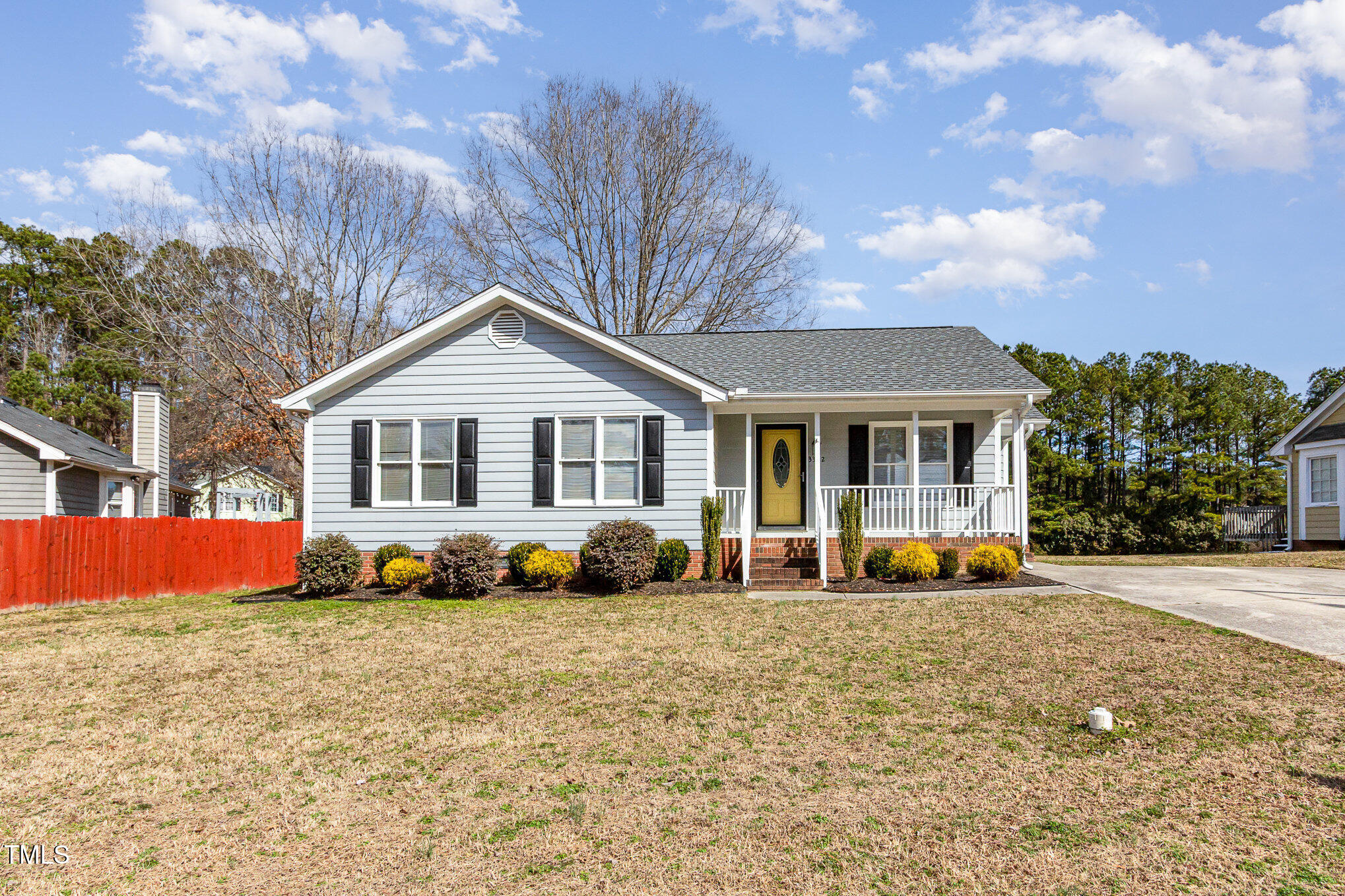 a front view of a house with patio