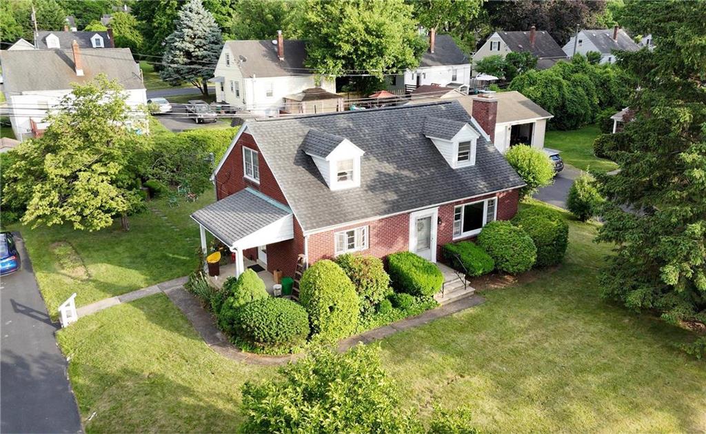 an aerial view of a house