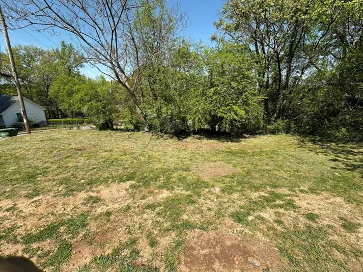 a view of a yard with a tree