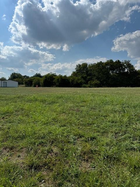 a view of field with trees in the background