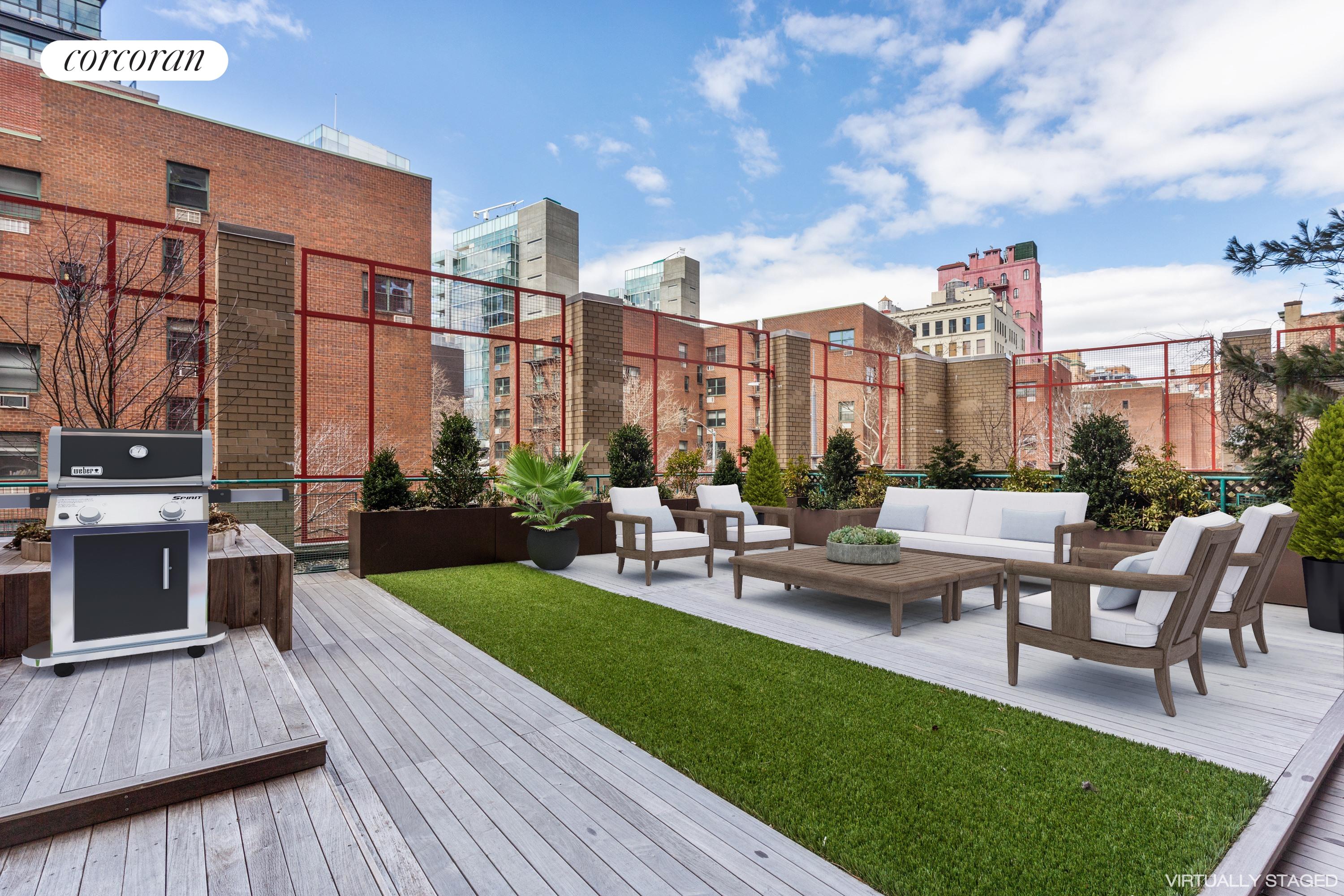 a view of a terrace with sitting area