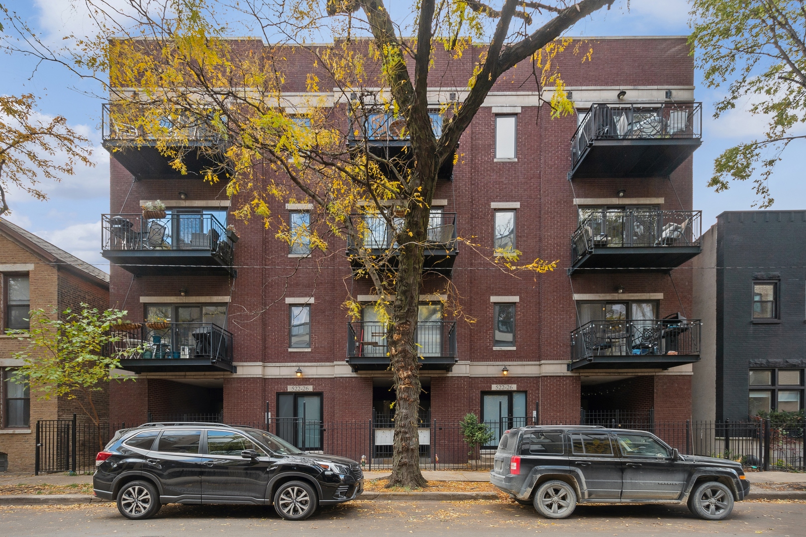 a car parked in front of a building