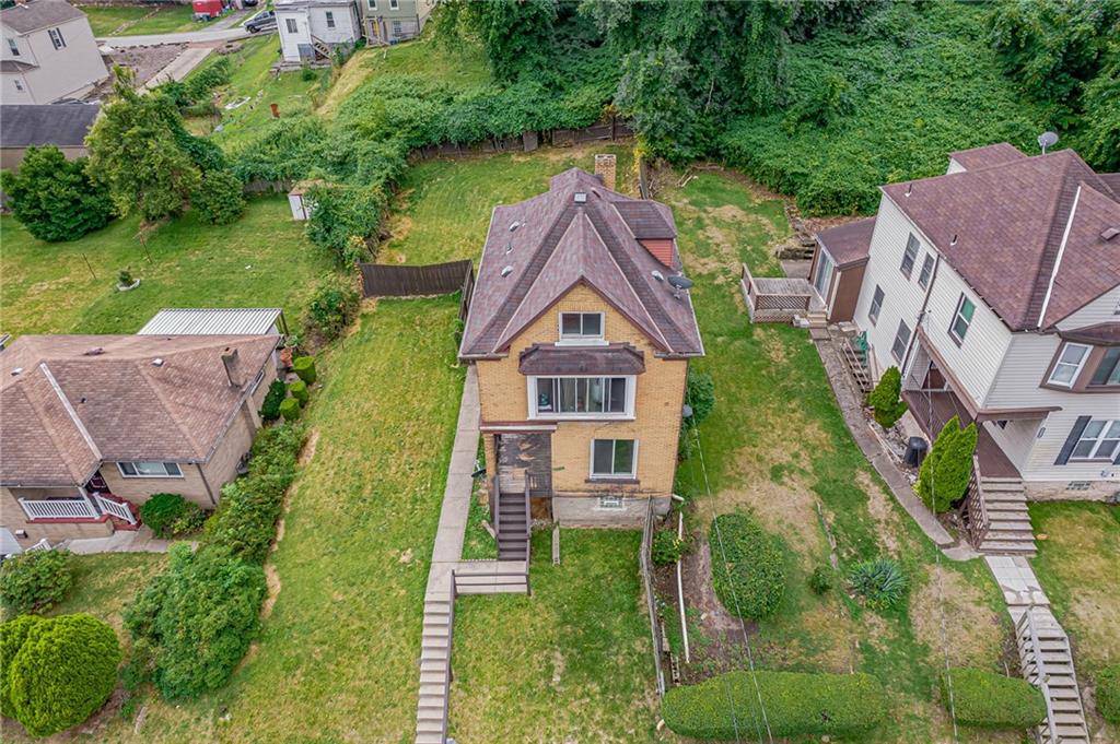 an aerial view of a house