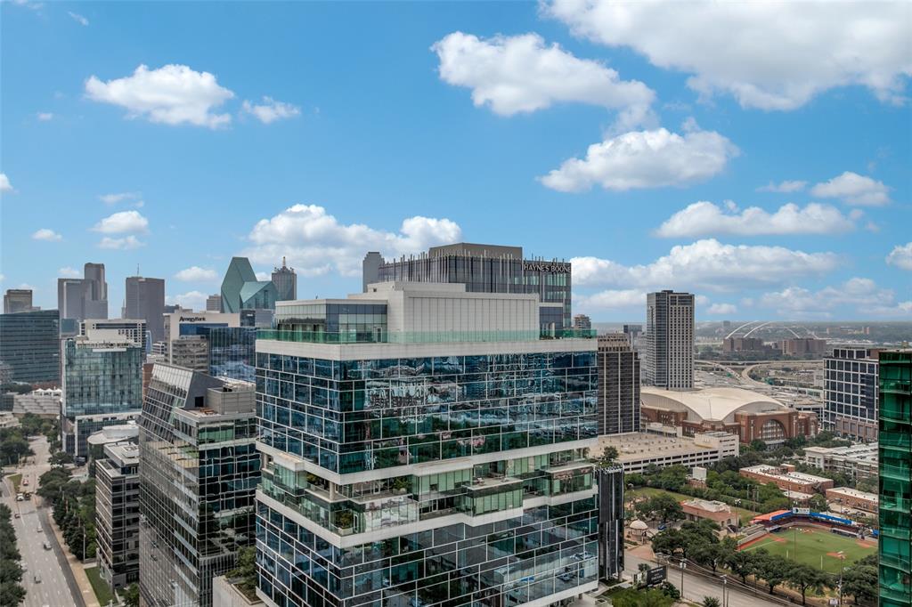 a view of a city with tall buildings