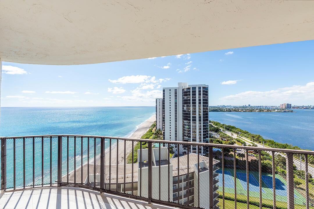 a view of balcony with city view