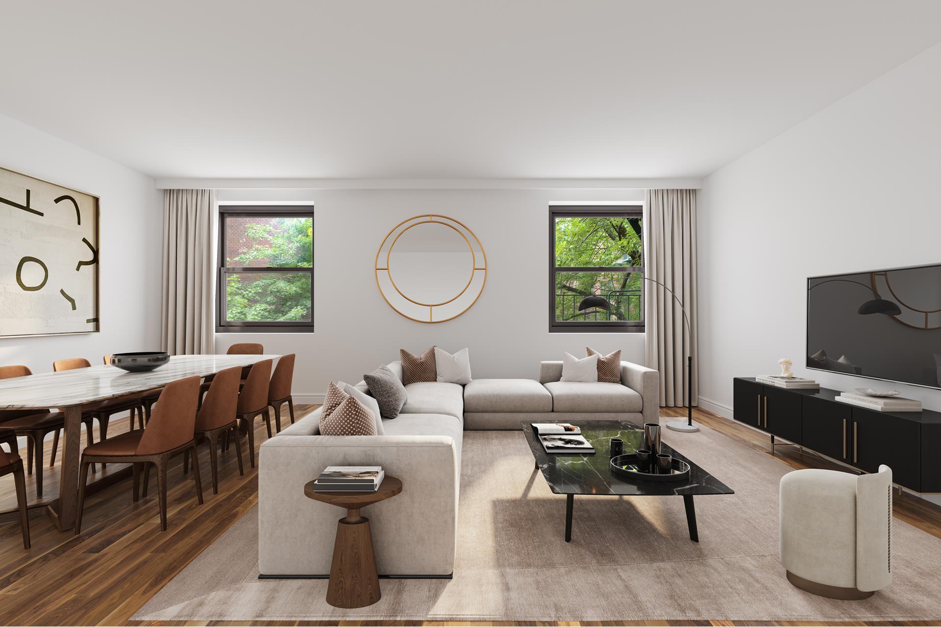 a living room with fireplace furniture and a window