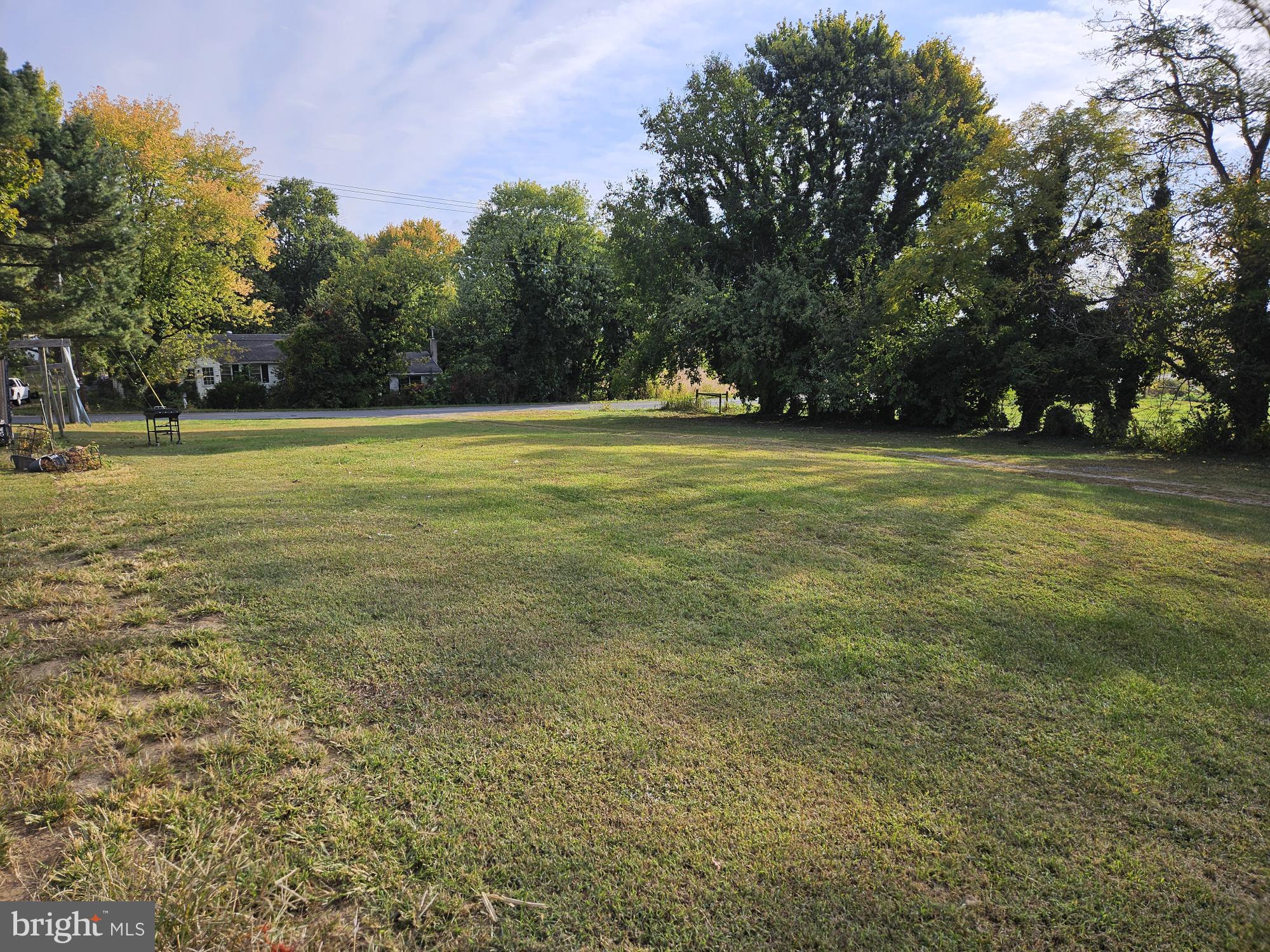 a view of a field with trees