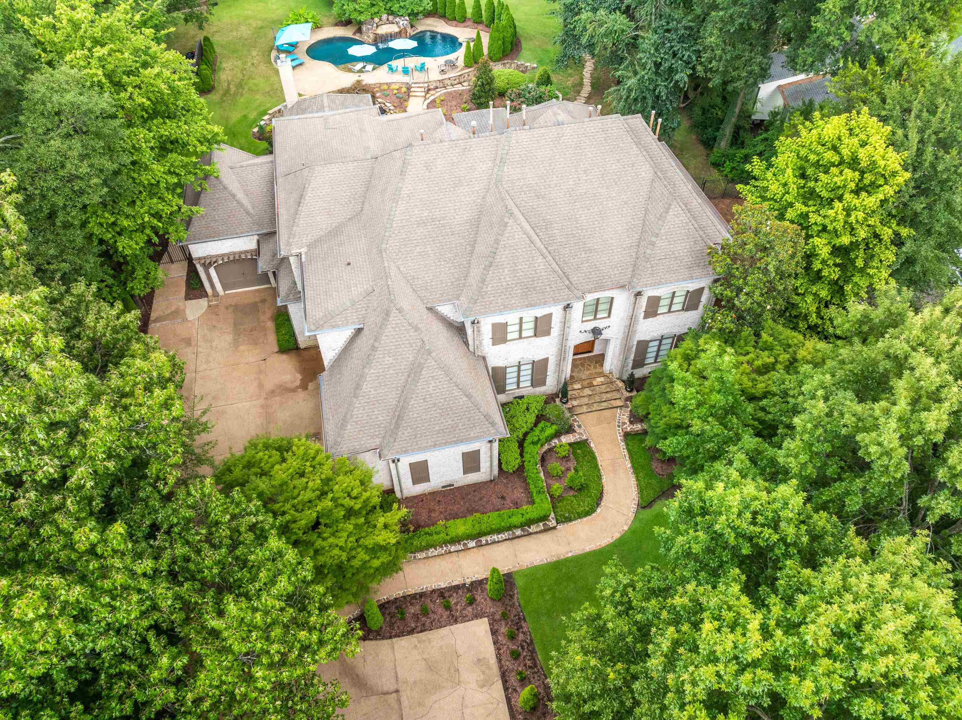 an aerial view of a house