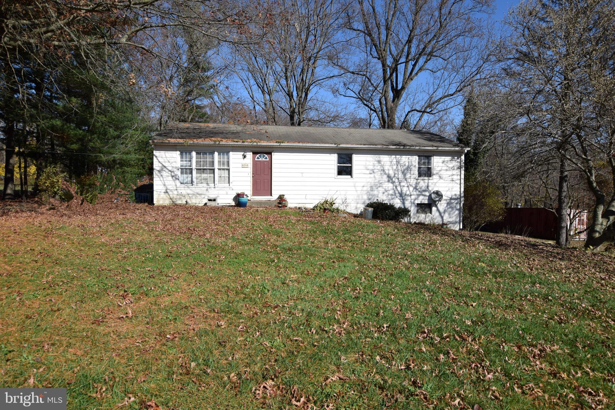 a view of a house with a yard and tree s