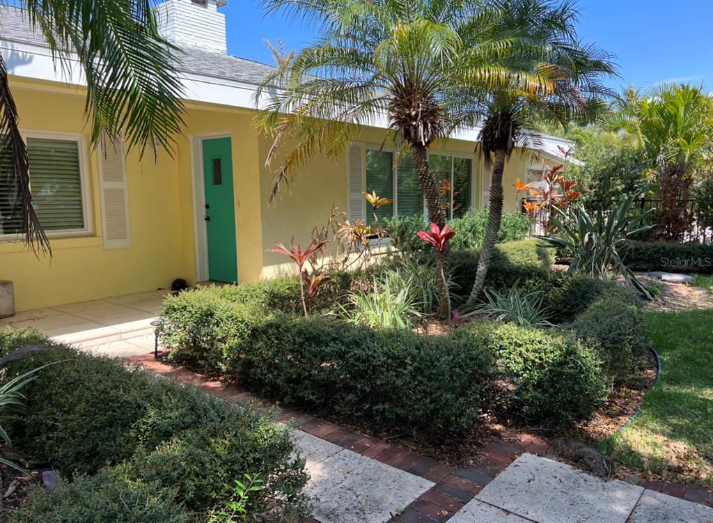 a view of backyard of a house