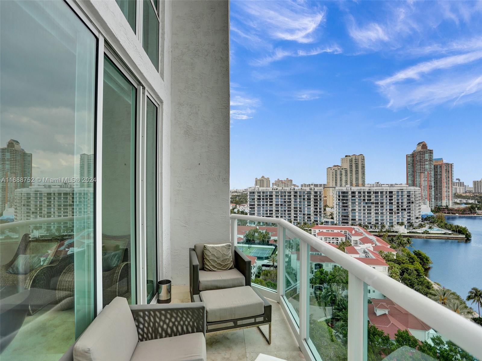 a balcony with city view