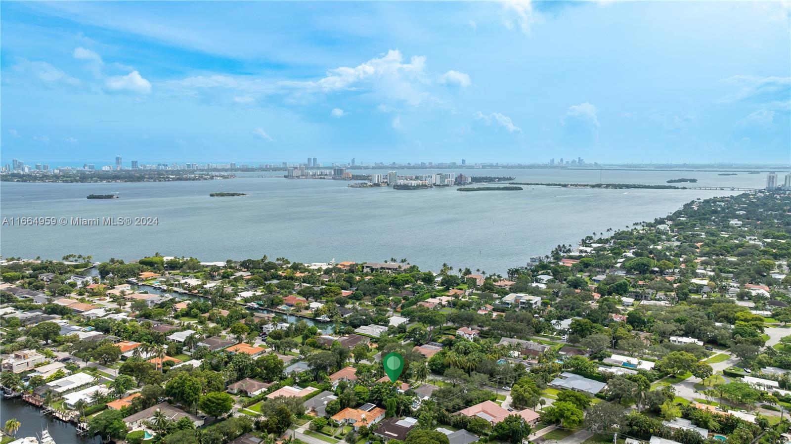 a view of a lake with a city