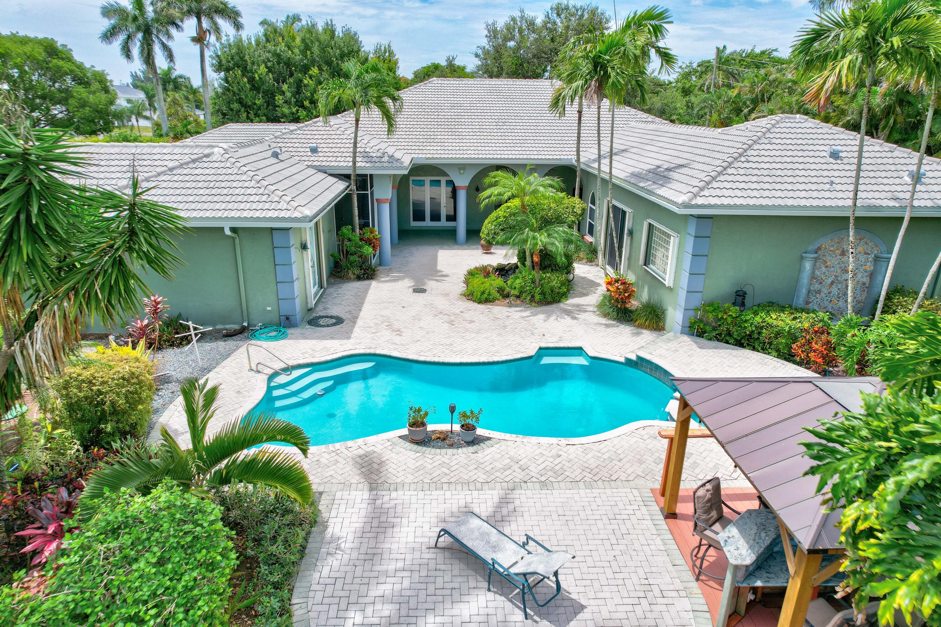 an aerial view of a house