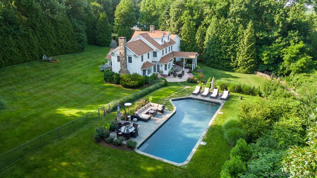 an aerial view of a house