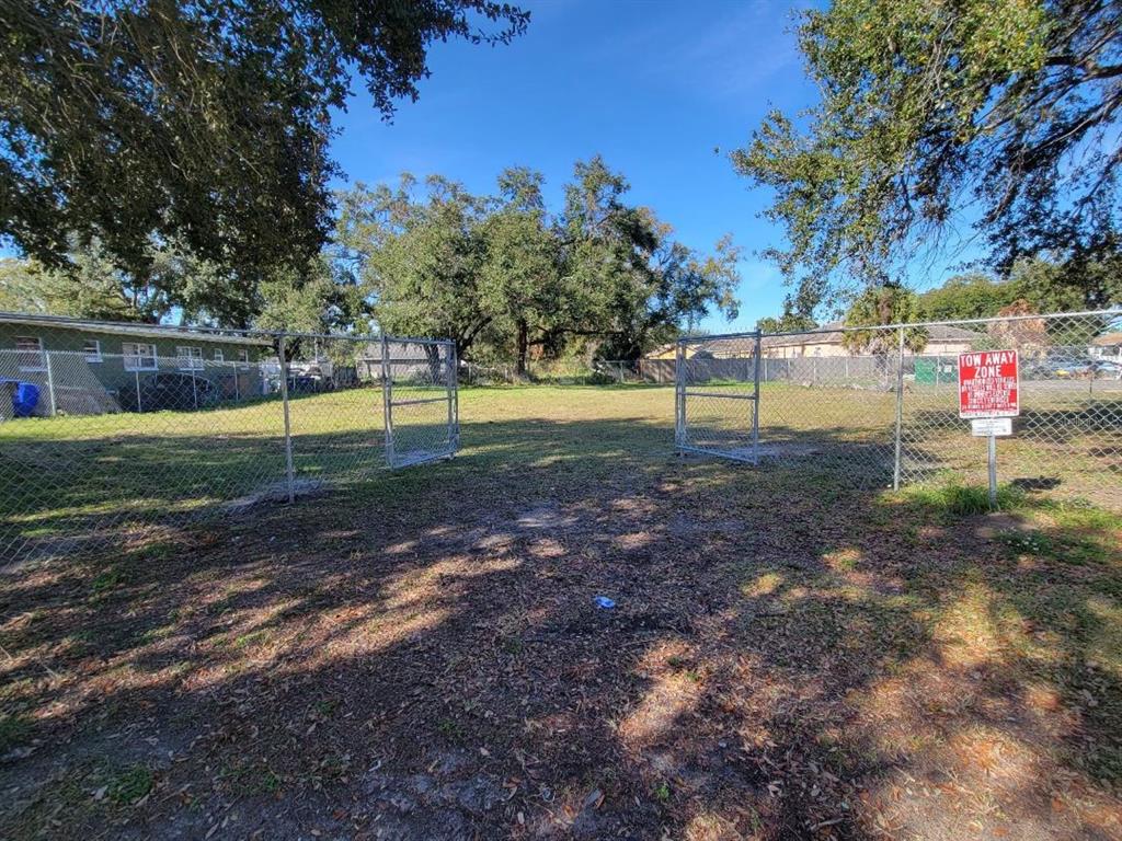 a view of a park with swings