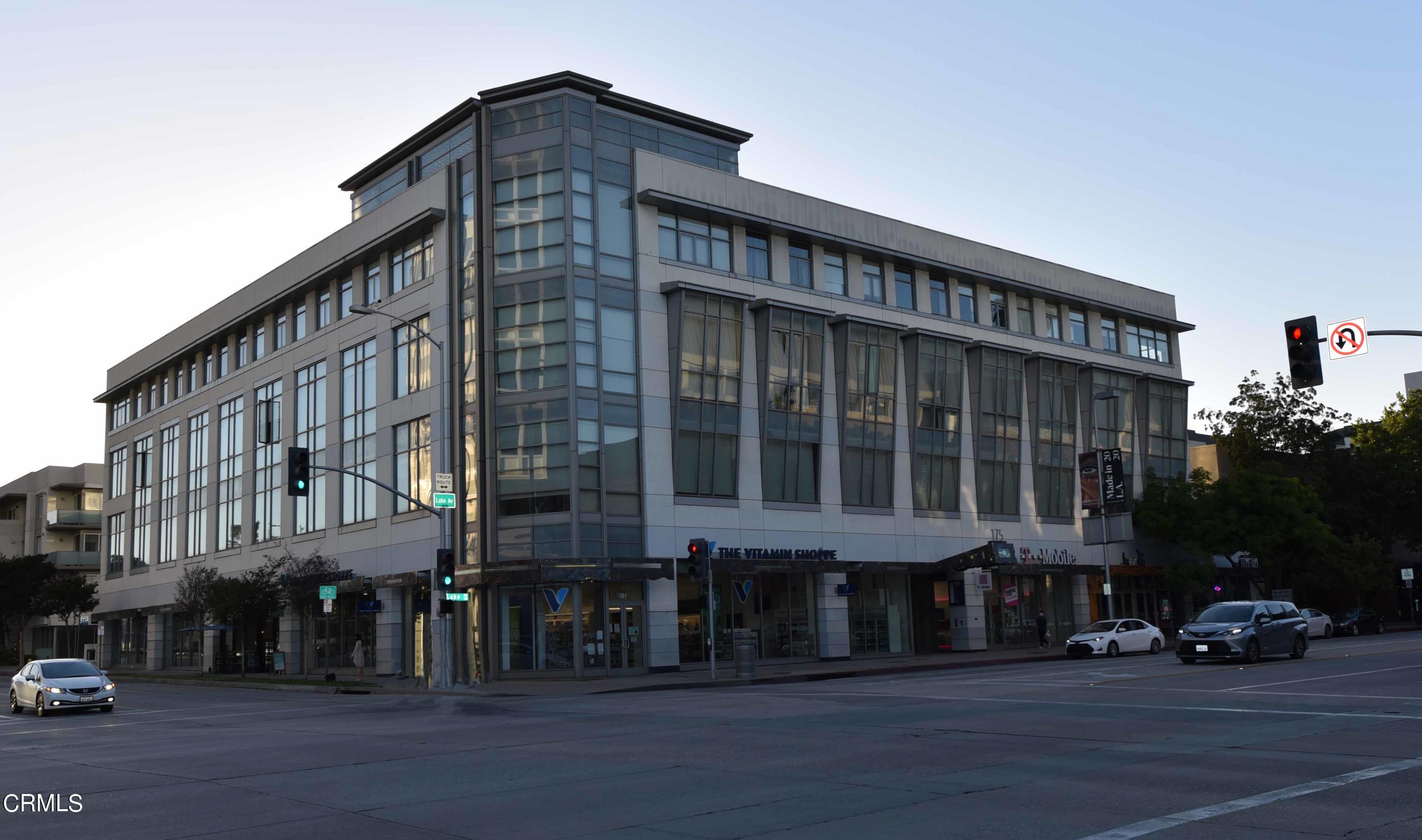 a front view of a building with street