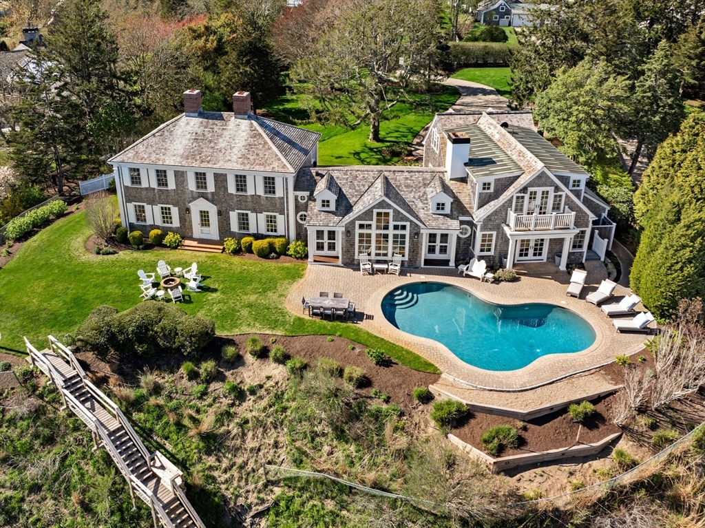 an aerial view of a house