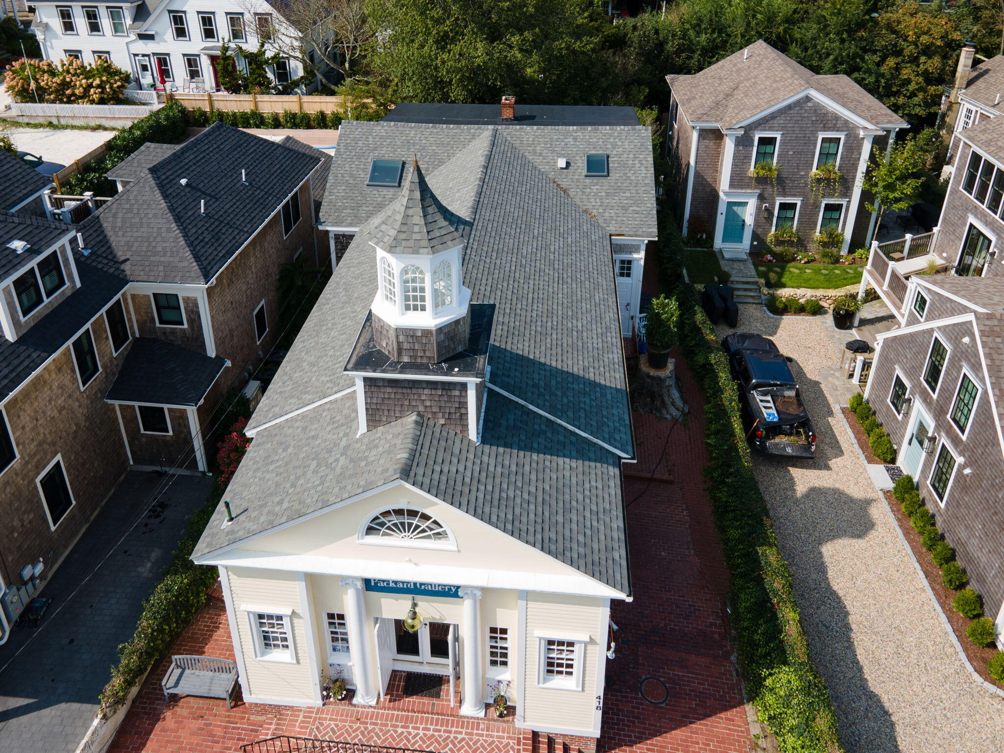 an aerial view of a house