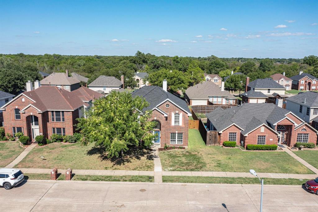 an aerial view of a house