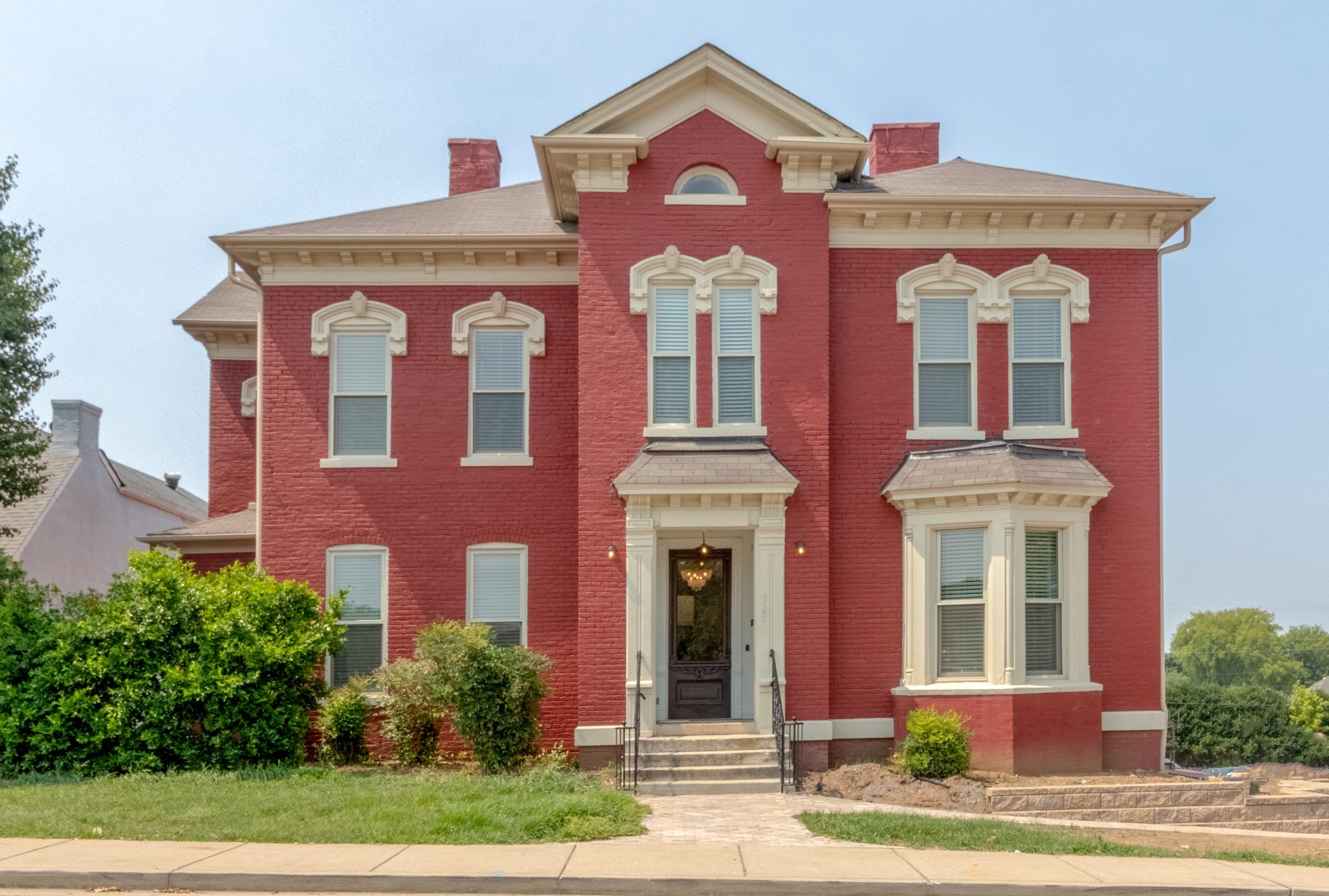 front view of a brick house