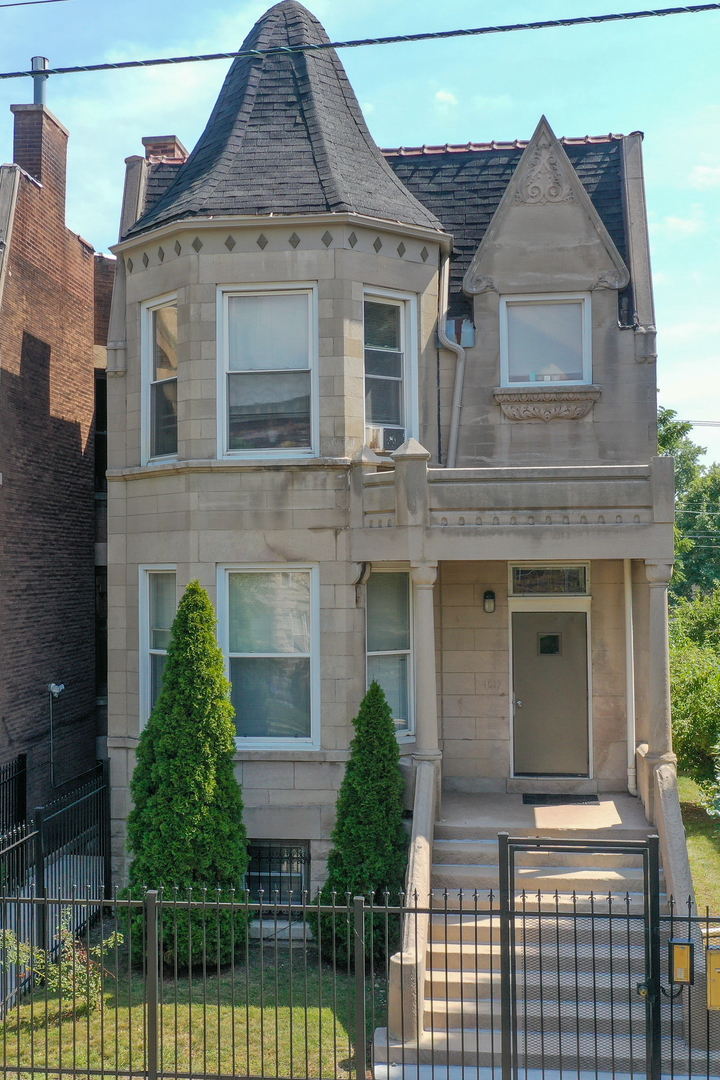 front view of a house with a garage