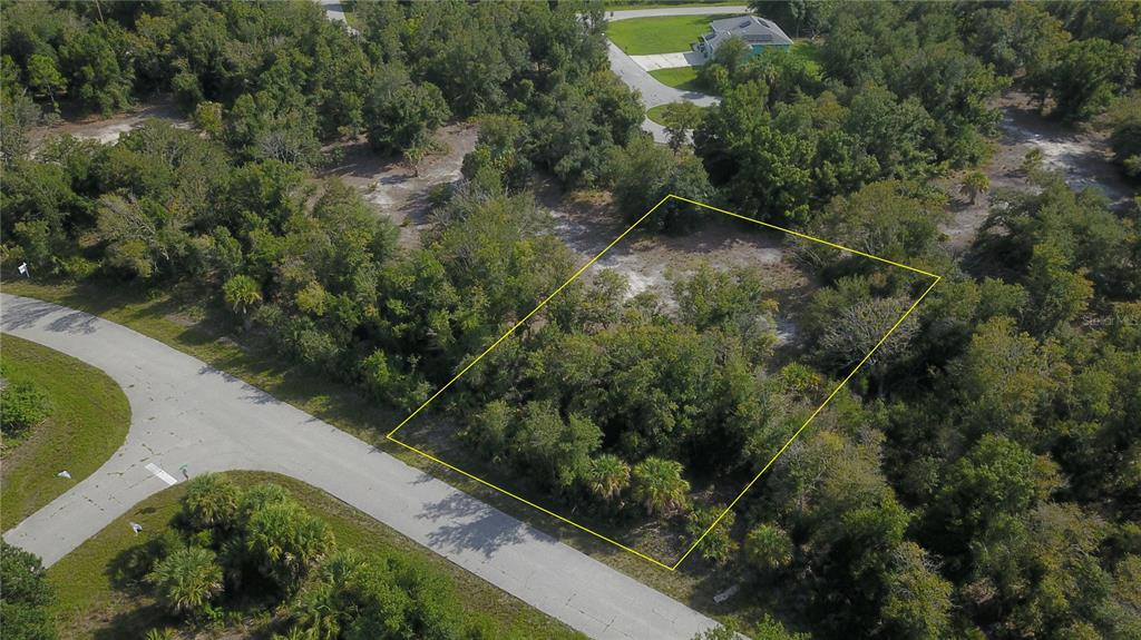 an aerial view of a house with a yard and lake view