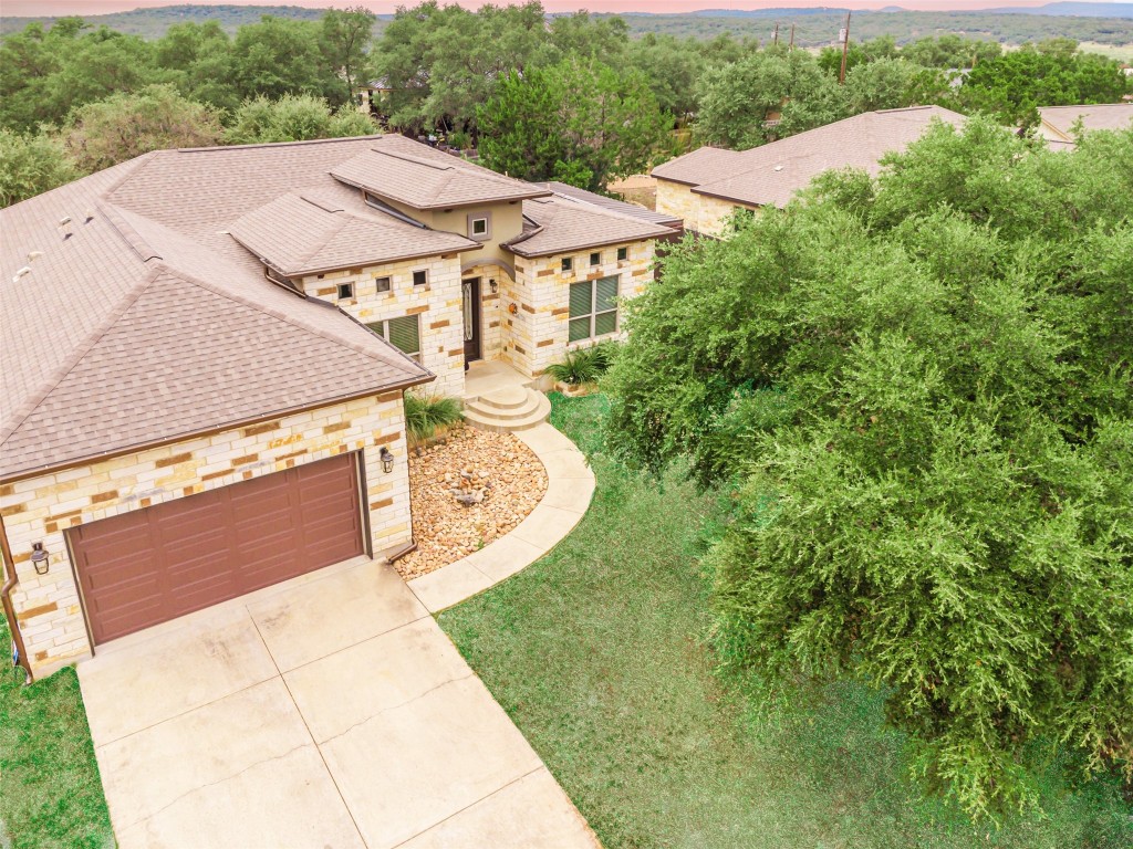 an aerial view of a house